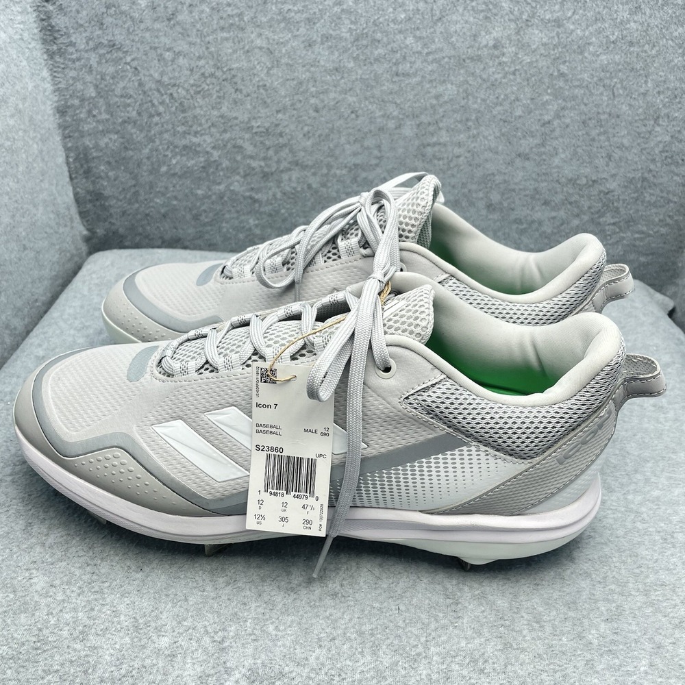 Adidas Icon 7 Turf Men's Size 12.5 Gray White Baseball Cleats Shoes New 1125025